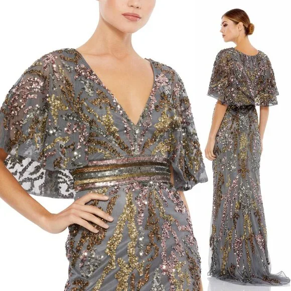 Mac Duggal | Dresses | Mac Duggal 5439d Cape Sleeve Sequin Dress | Poshmark